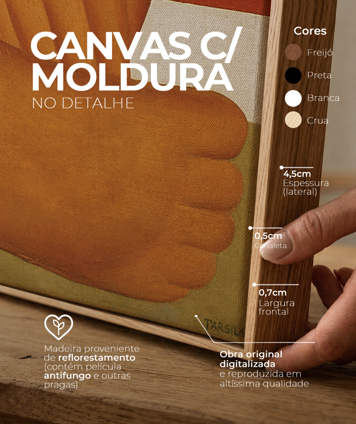 Detalhes do canvas e do chassi da reprodu&ccedil;&atilde;o